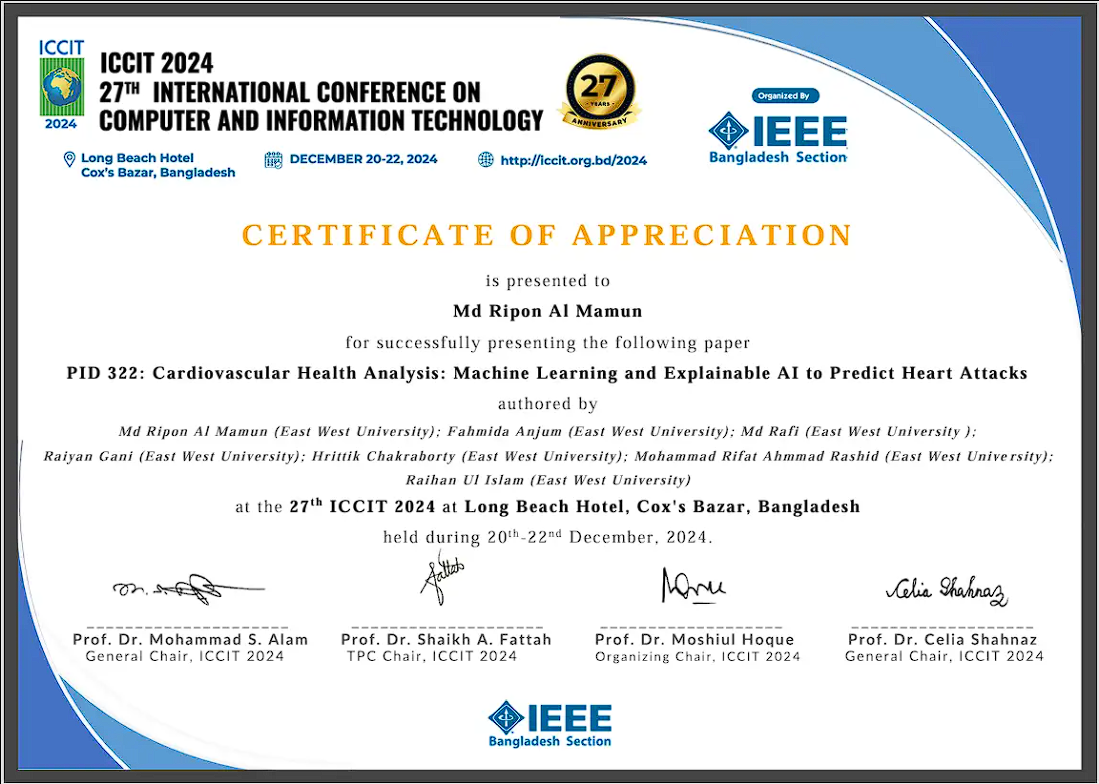 Cardiovascular Health Analysis: ML and XAI to Predict Heart Attacks – IEEE Xplore